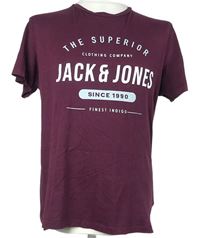 Pánské vínové tričko s logem Jack&Jones 