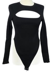 Dámské černé žebrované pletené body s průstřihem FB Sister 