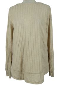 Dámské béžové žebrované úpletové triko Shein 