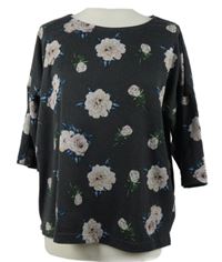 Dámský tmavošedý květovaný lehký svetr Colloseum 