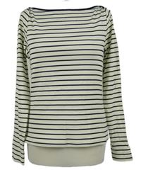 Dámské bílo-tmavomodré pruhované triko MNG 