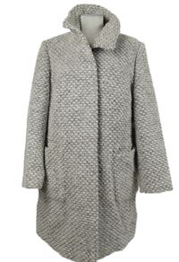 Dámský šedo-růžový vzorovaný vlněný kabát 