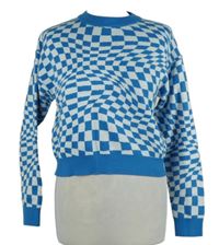 Dámský modro-bílý vzorovaný crop svetr FB Sister 