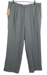 Pánské šedé společenské kalhoty s puky Clifford James vel. 38XS