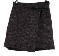 Dámská černo-vínová melírovaná pletená zavinovací sukně Monsoon