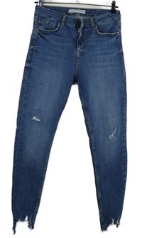 Dámské světlemodré skinny roztřepené rifle s prošoupáním George 