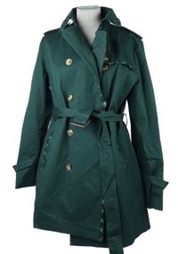 Dámský tmavozelený plátěný kabát s páskem Savoy