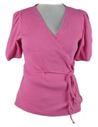 Dámské růžové žebrované zavinovací tričko Oliver Bonas 