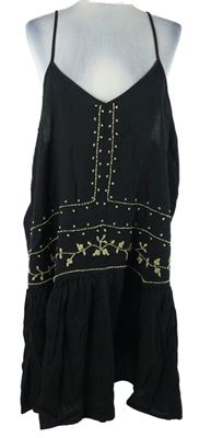 Dámské černé lněné šaty s korálky Primak 