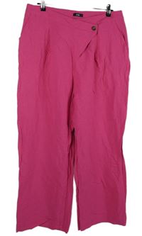 Dámské fuchsiové lněné baggy kalhoty C&A