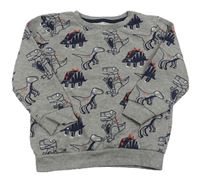 Šedá mikina s dinosaury Bluezoo