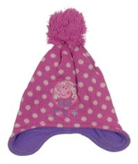 Růžová puntíkatá čepice s Peppa pig vel.98-116