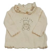 Meruňkové žebrované triko s medvědem Next