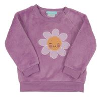 Fialová chlupatá mikina s kytičkou Pekkle