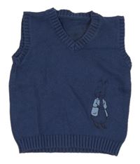 Tmavomodrá pletená vesta s králíčkem