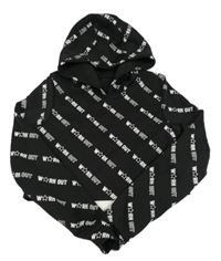 Černá crop mikina s nápisy a kapucí 