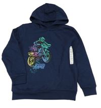 Nové - Tmavomodrá mikina s motorkářem a kapucí Dunnes