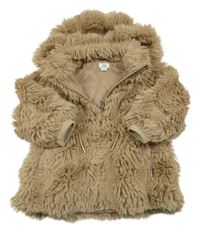 Béžová kožešinová podšitá bunda s kapucí River Island