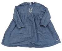 Modré riflové šaty s výšivkou Creeks