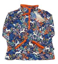 Nové - Tmavomodrá květinová mikina s jednorožci Joules