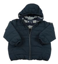 Tmavomodrá šusťáková zimní bunda s kapucí Next