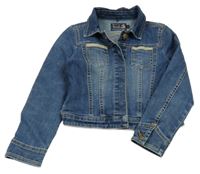 Modrá riflová crop bunda