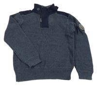 Tmavomodrý svetr s nášivkou Ripstop