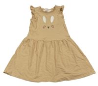 Béžové bavlněné šaty s králíčkem H&M