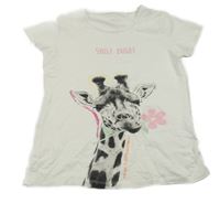 Bílé tričko s žirafou a nápisem