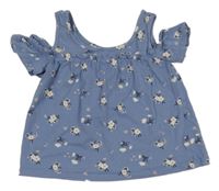 Modrý top s květinami C&A