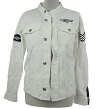 Dámská bílá riflová bunda s nášivkami Costa Mani