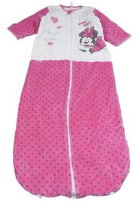 Bílo-růžový sametový zateplený spací pytel s Minnie Disney