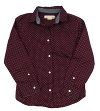 Vínová puntíkatá košile s výšivkou H&M