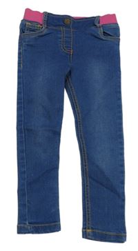 Modré skinny rifle s úpletovým pasem F&F
