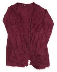 Vínový pleteno/chlupatý cardigan zn. Y.F.K.