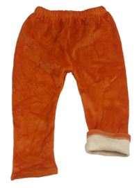 Oranžové plyšové zateplené legíny 
