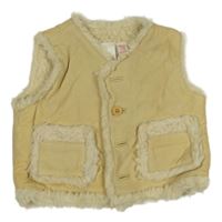 Béžová kožená zateplená vesta GAP 