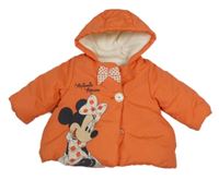 Oranžová šusťáková zimní bunda s Minnie a kapucí Disney