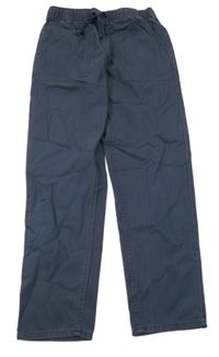 Tmavomodré plátěné kalhoty H&M