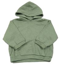 Khaki žebrovaná mikina s kapucí Zara