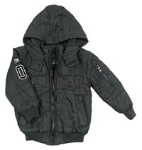 Tmavošedá šusťáková pod/zimní bunda s kapucí Tu