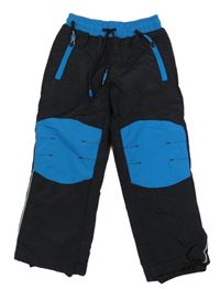 Modro-černé šusťákové zateplené kalhoty 