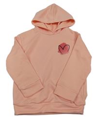 Lososová mikina se srdíčkem a kapucí Shein