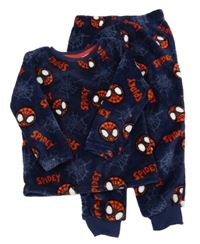 Tmavomodré chlupaté pyžamo se Spidermanem Marvel