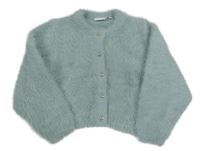 Světlezelenošedý chlupatý propínací crop svetr Name it