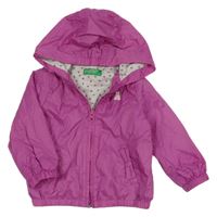 Růžová šusťáková jarní bunda s kapucí Benetton