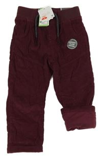 Nové - Vínové podšité manšestráky