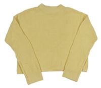 Světležlutý žebrovaný crop svetr H&M