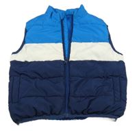 Modro-bílo-tmavomodrá šusťáková zateplená vesta Dunnes