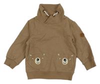 Hnědá mikina s medvědy s komínovým límcem Topolino